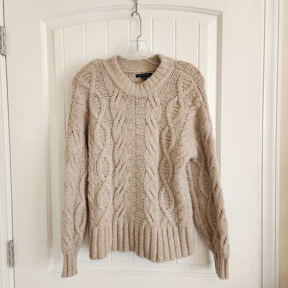 American Eagle Sweater XS Tan Beige Cable - Picture 3 of 13